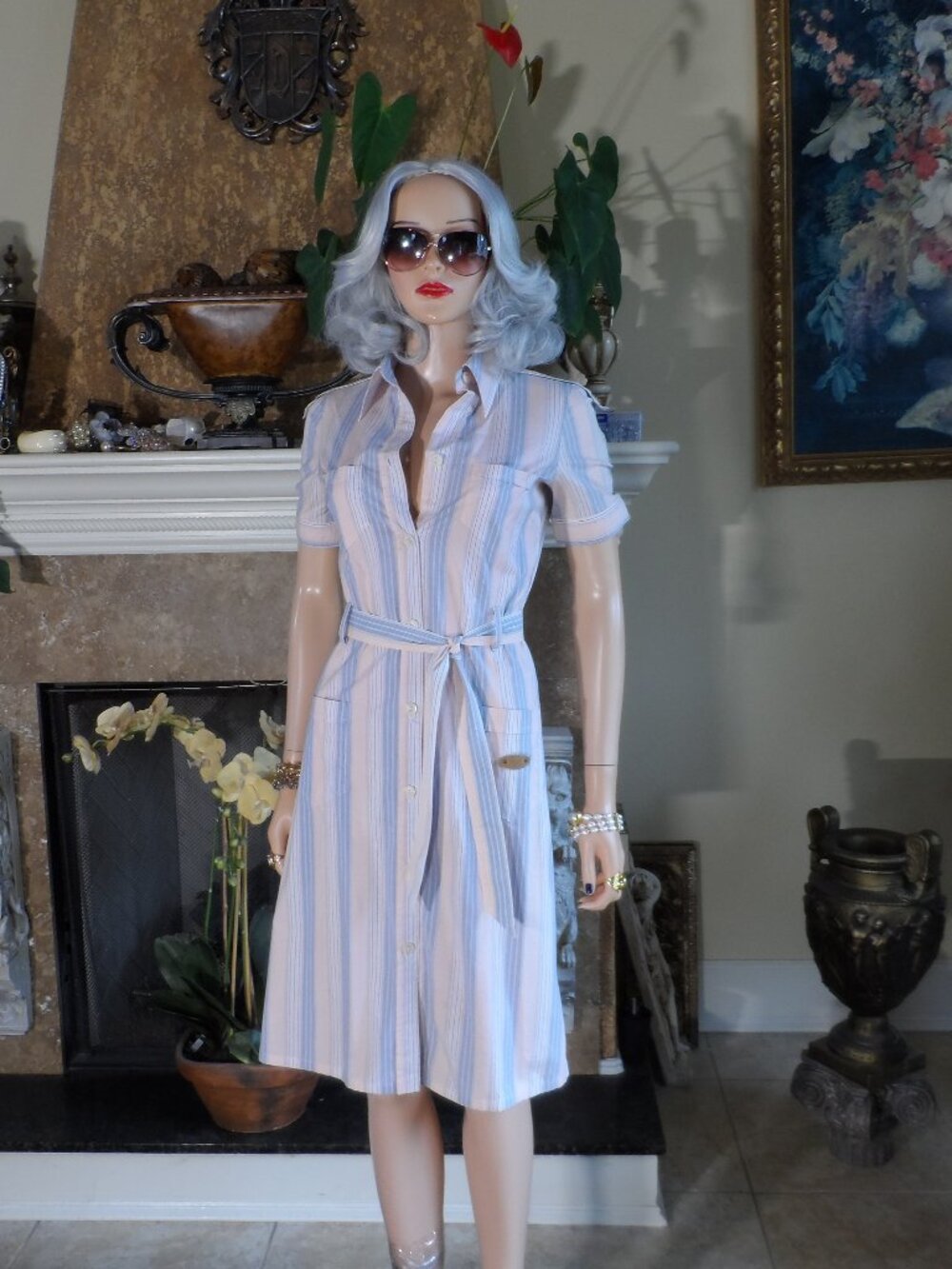 Dolce & Gabbana Pastel Stripe Cotton Shirt Dress Size IT 38 US 2